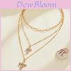 Cross Necklace Women Layered Geometric Alloy Pendant Chain For Casual Wear