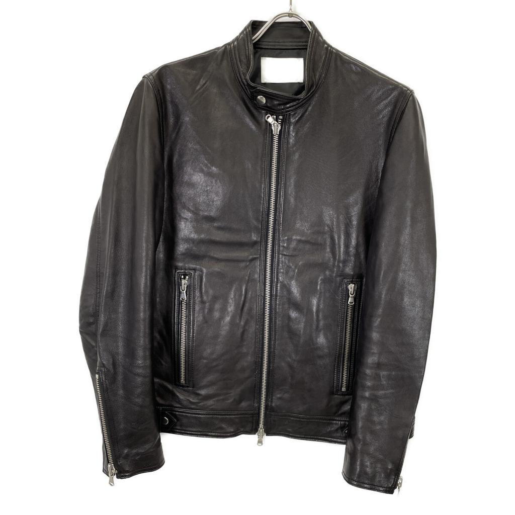MAISON SPECIAL Black 11241211502 Dress-Fit Sheep Leather Single Rider Jacket Jacket 2 blackUsed