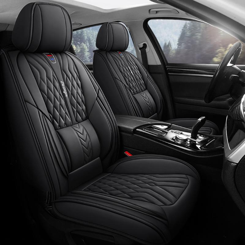 All-Season Seat Covers, Full Wrap PU Leather Seat Covers, Five-Seat Seat Cushions, Full Set of Five-Seat Seat Covers, Compatible with Five-Seat