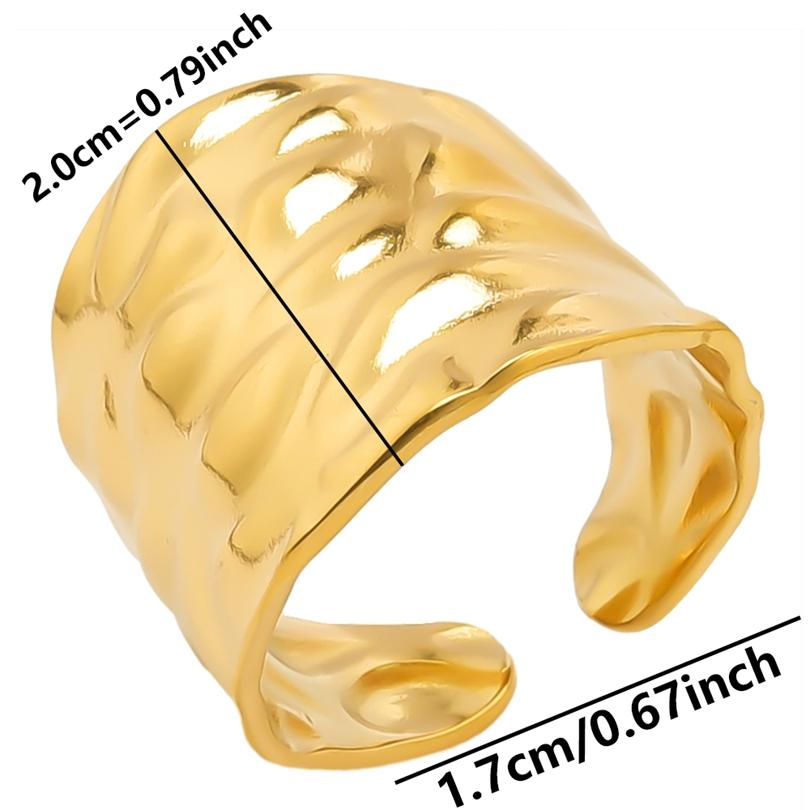 1/5Ppcs/Lot Real Gold Plated Stainless Steel Rings For Women Men Accessories Open Adjsutable Chunky Butterfly Heart Ring Anillos