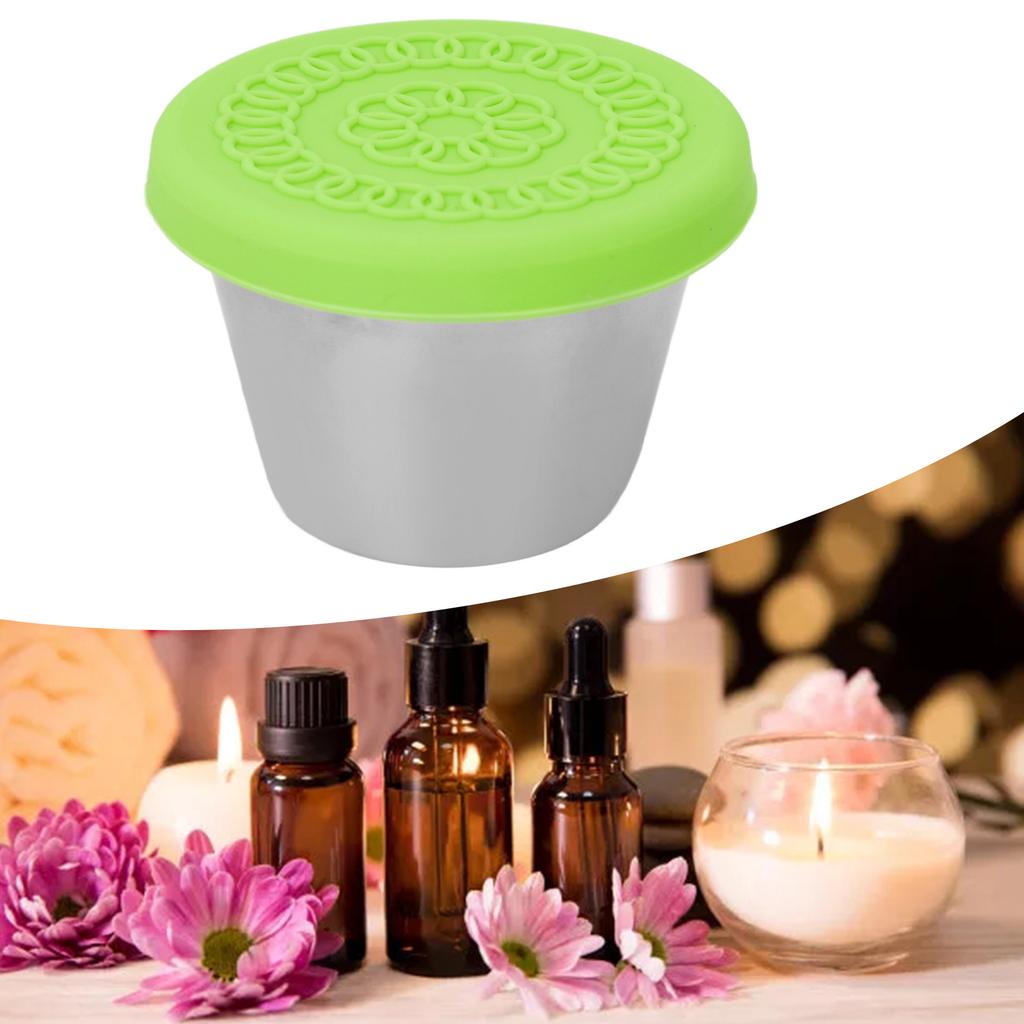 Beauty Salon Essential Oil Cup Stainless Steel Condiment Salad Dressing Container with Silicone Lid 70ml
