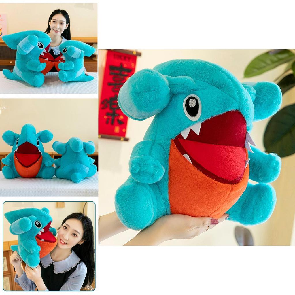 Adorable Round Shark Plush Toy For Girls With Soft Short Plush In Blue Color