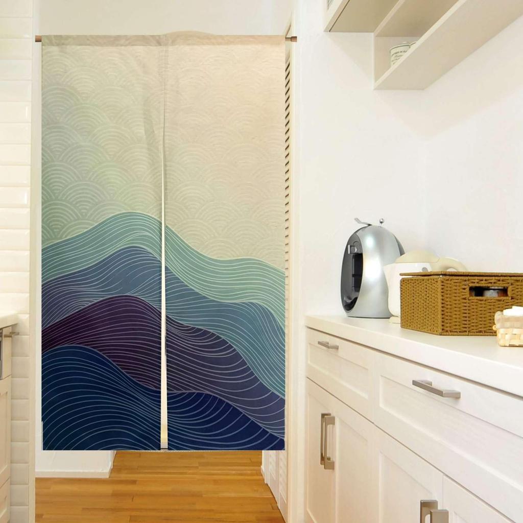 Noren Stilvoller Raumteiler, Satin, für Wohnzimmer, Ankleidezimmer, Türvorhang, Sichtschutz, Türtrennvorhang, Breite 85, Länge 170, NR1339, Noren, Vorhang, Webart, lang,