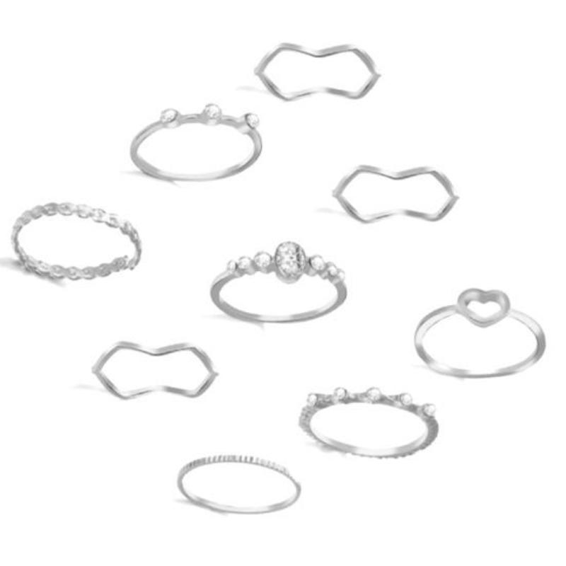 9 pezzi/set anello da dito squisito da donna semplice anello creativo vintage set per