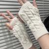 Fingerless Gloves Women Hand Warmer Winter Knitted Arm Sleeve Casual Thumb Hole Glove Non-Slip Stouchscreen Cycling Short Gloves