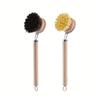 Horsehair Replaceable Pot Brush Long Handle Detachable Pot Brush Natural Loofah Soft Hair Pot Brush Coconut Brown Cleaning Brush