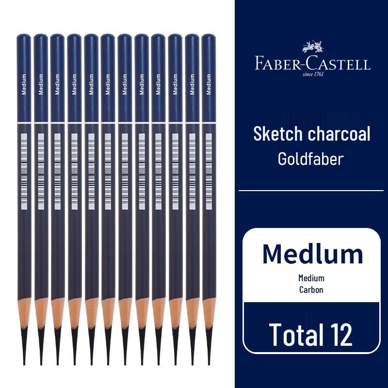 Faber-Castell Extra Soft, Medium, and Hard Charcoal Sketching Pencils for Art Students