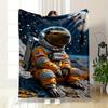 Capybara In a Bright Astronaut Suit with Stars and Planets In the Background. for All Seasons Blanket Lunch Break Throw Gift
