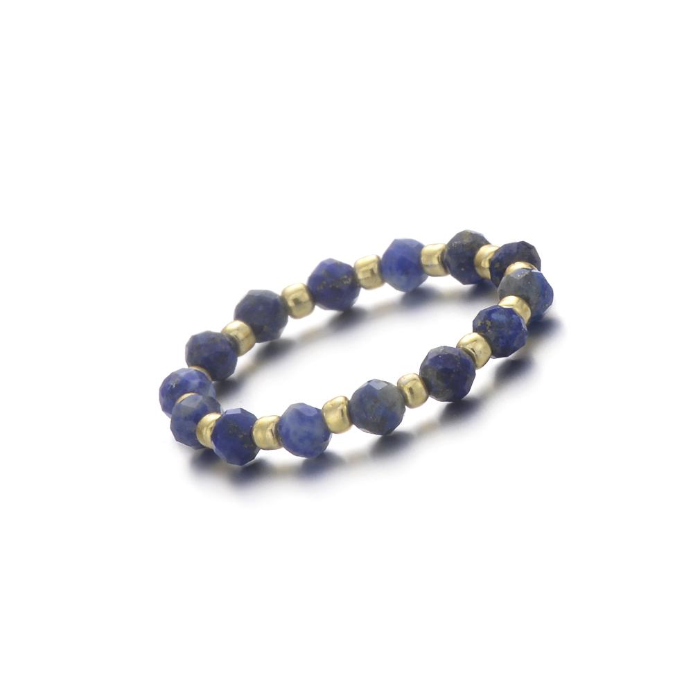 

Bohemian style Natural Stone Tourmaline Garnet Lapis Faceted Rounds and Seed Beads Stretchable Ring for Girls Casual Daily Gift 6.4-6.6