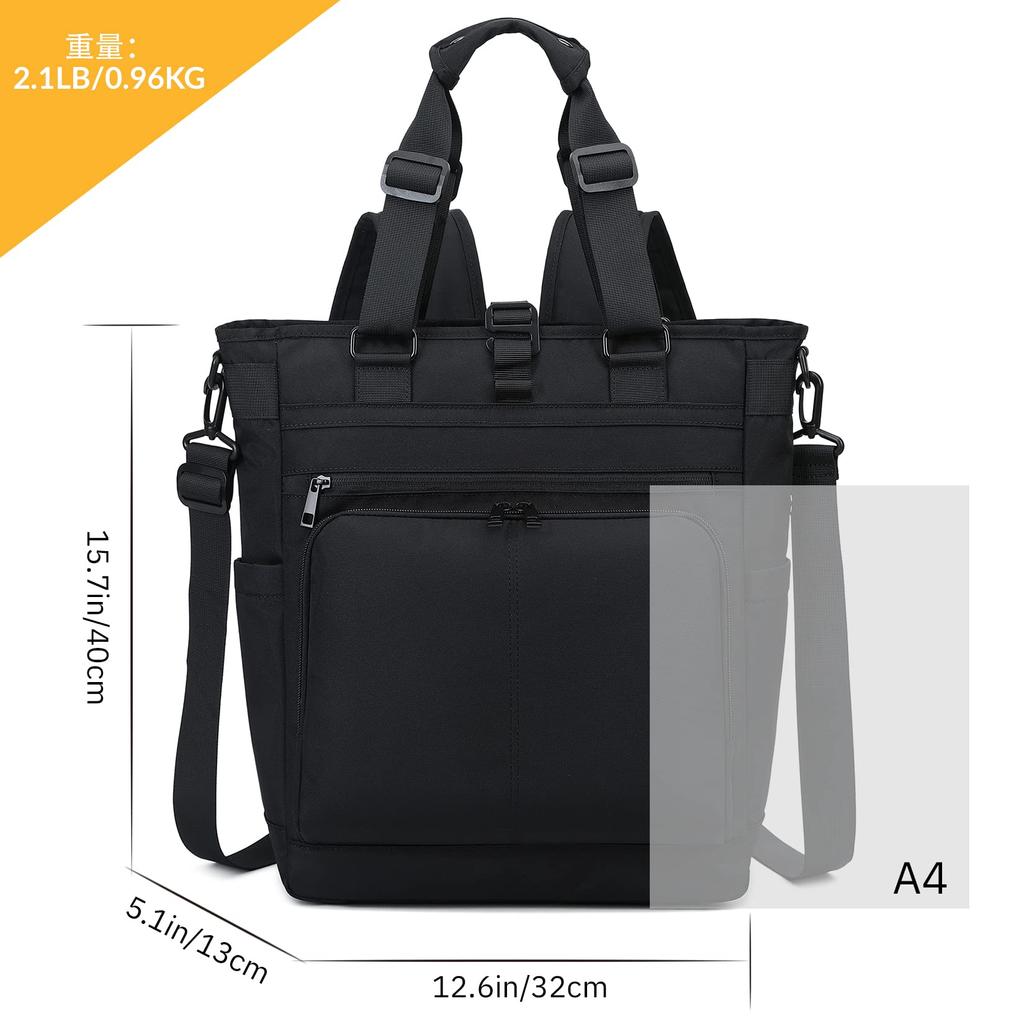 Tote Schultertasche Business Kompatibel mit Zoll Wasserabweisendes Nylon [Mygreen] Tasche, Rucksack, Tasche, Tasche, 4WAY, Herren, 15.6 PC, Pendeln, (Schwarz)