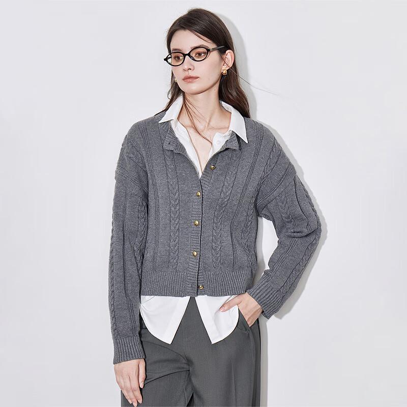 Chuyu Women's 2025 Spring Retro Cable Knit Short Cardigan