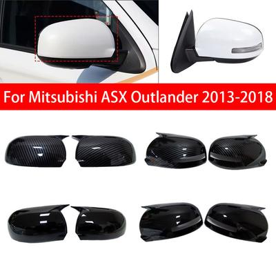Für ASX Outlander 2013-2018 Autoaufkleber Rückspiegel Seitenspiegelabdeckung Flügelkappe Außen Tür Rückansicht Gehäuse Verkleidung Carbon
