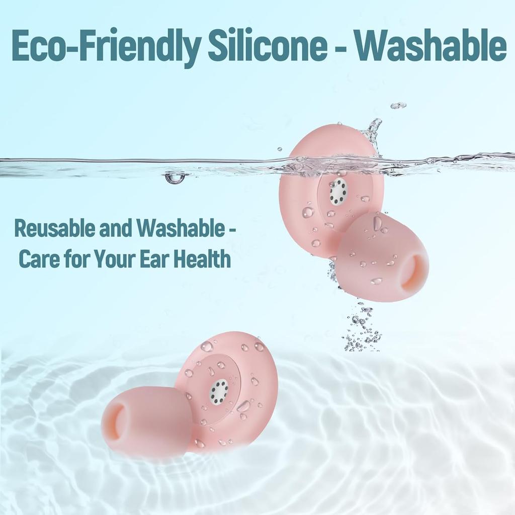 Ear Plugs for Sleeping Noise Cancelling, Dual-Core Filter, Reusable Hearing Protection – Up To 48dB Noise Reduction, Flexible Silicone – Ideal