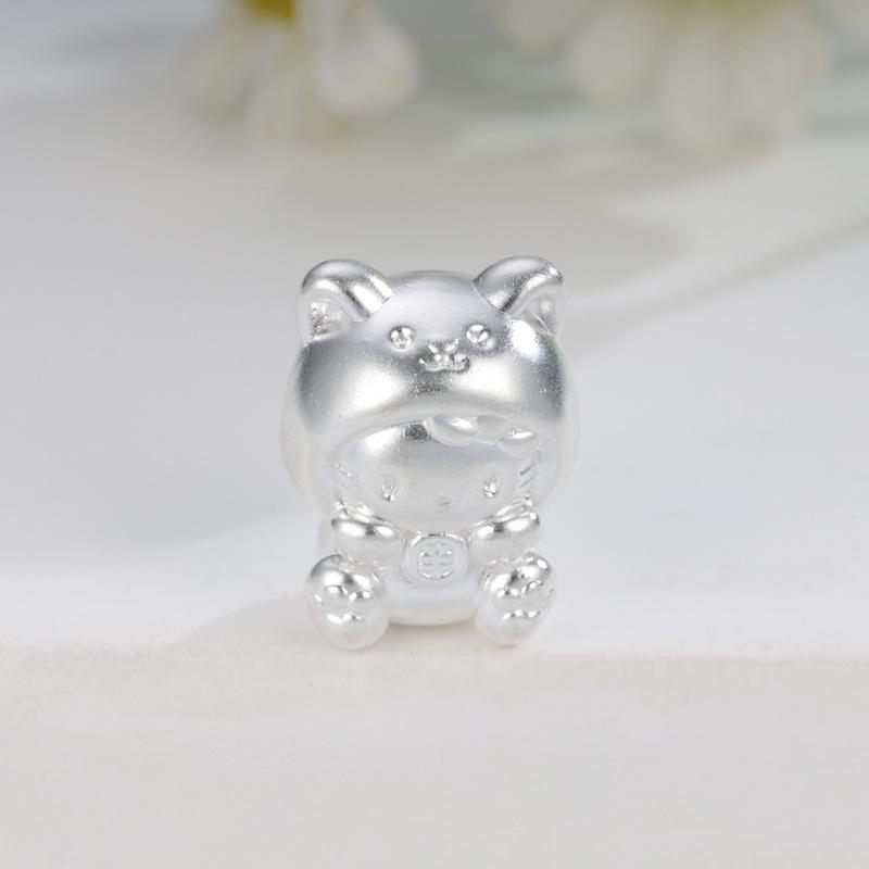 Sterling Silver 999 Hello Kitty and Panda Beaded Rope Jewelry Accessories