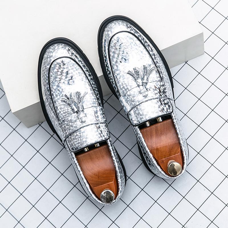 Fashion 2024 Luxury  high-end glossy leather shoes thick soled wear-resistant men's business dress shoes men's low top loafers