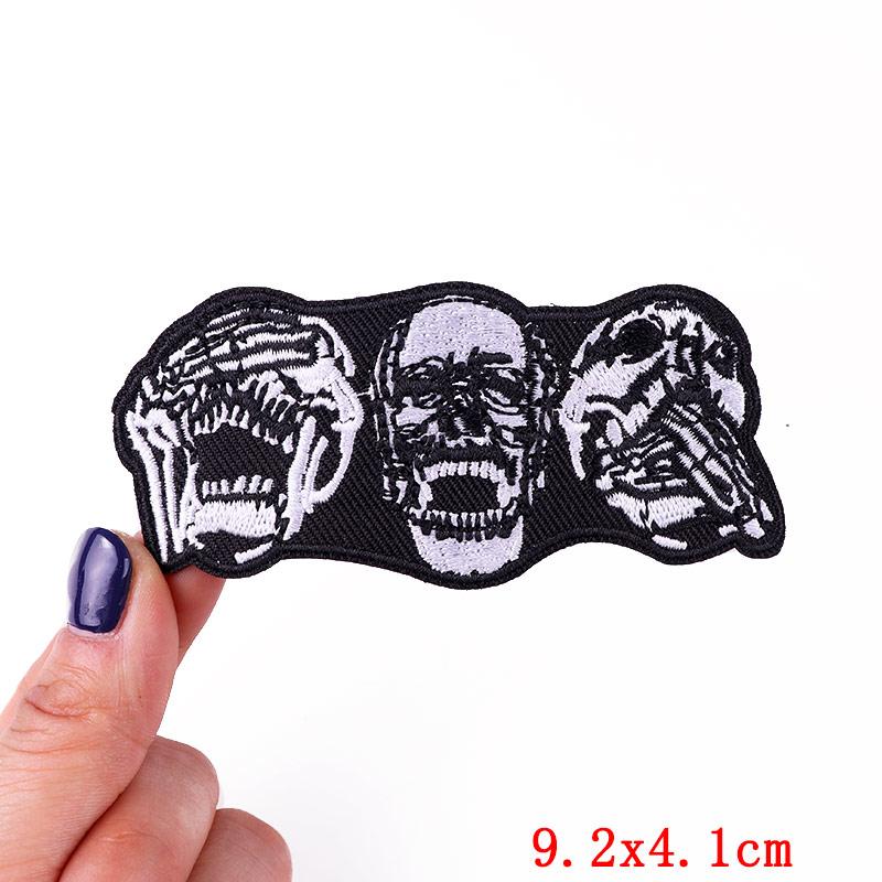 

Смешная вышитая нашивка с черепом, сделай сам, нашивки для одежды, панк/животные, вышитые нашивки на одежду, пришивные/термонаклейки