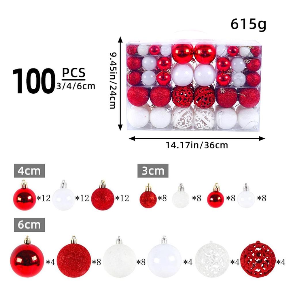 Electroplated Irregular Painted Plastic Christmas Ornament Set 100-Pack