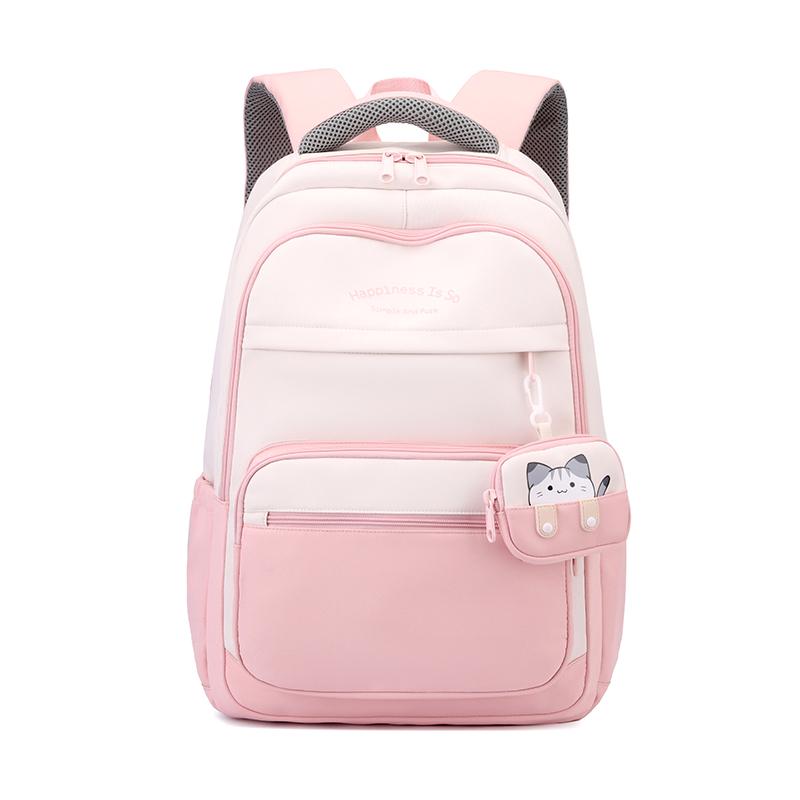 Primary School Student Schoolbag Color Block Women's Large Capacity Backpack