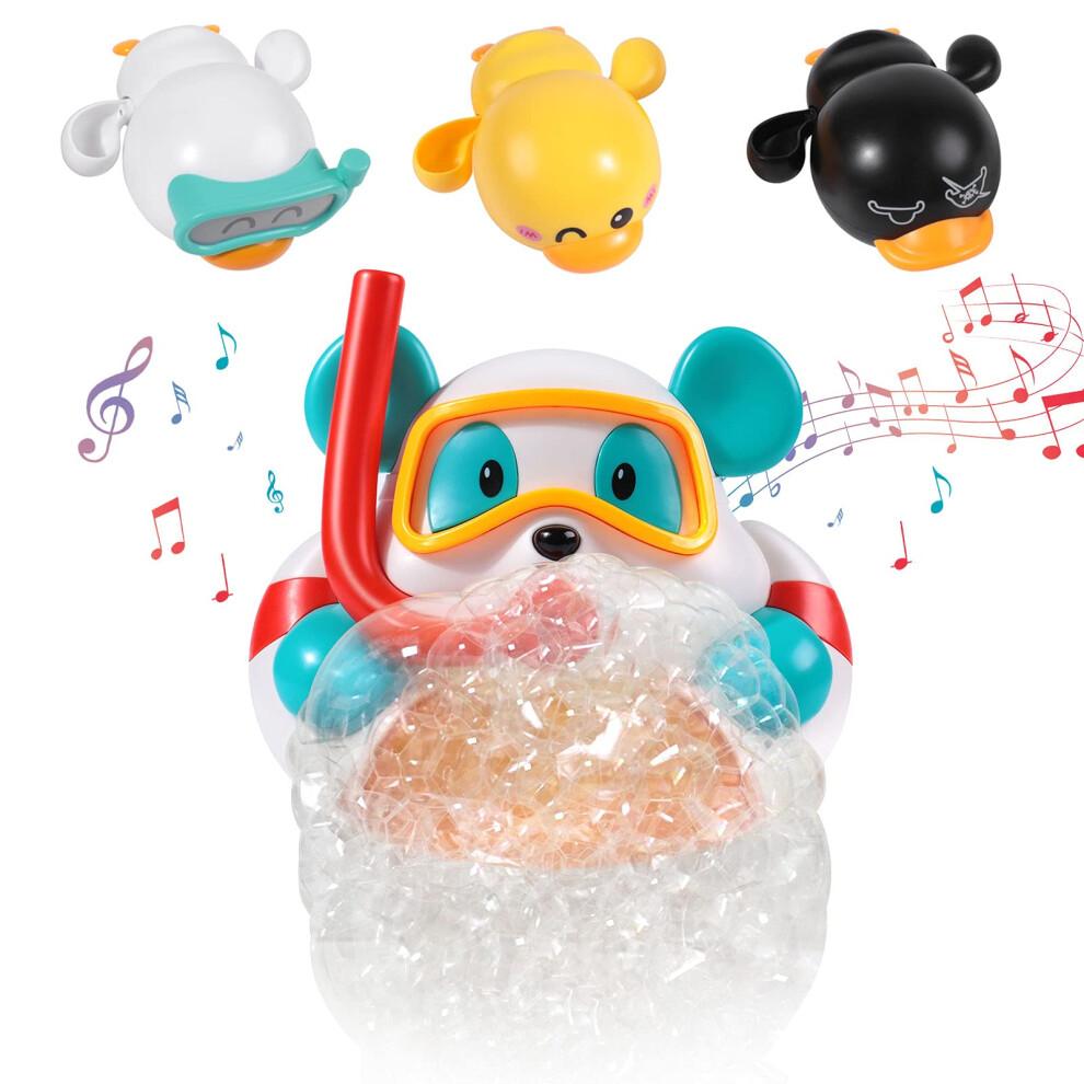 Bath Toys for Toddlers with Bubble Maker, WindUp Ducks and Music, Baby Bathtub Toy Gift