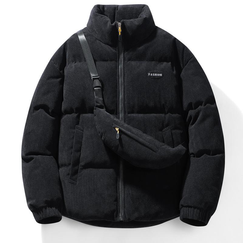 

Winter warm cotton-padded jacket men s trend hooded cotton-padded jacket large size loose men s thickened bag clothes men s and women s couples M чорний