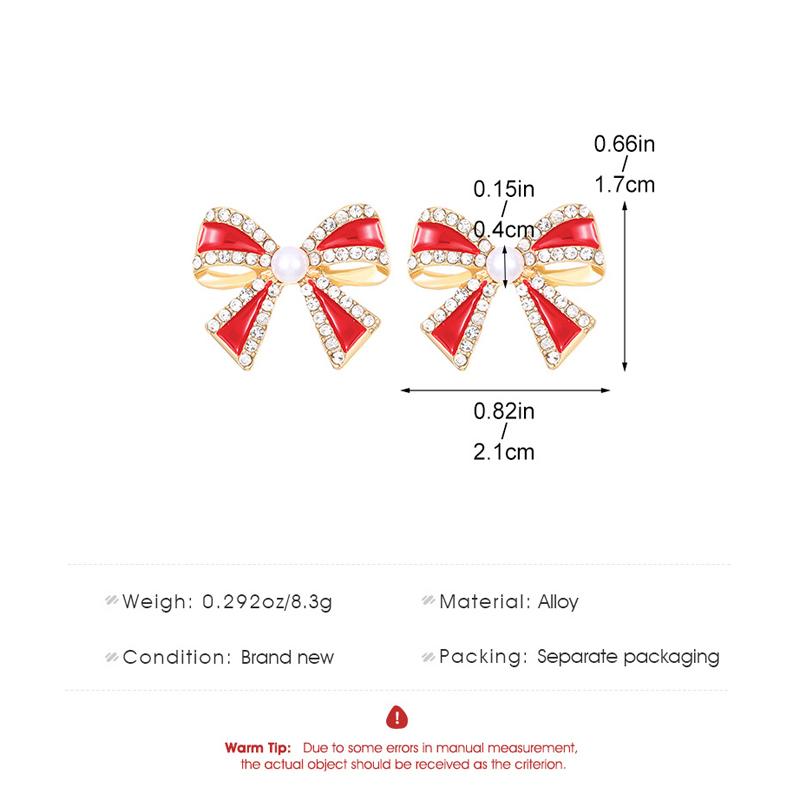 Vintage Metal Bow Inlay Zircon Stud Earrings for Women Exquisite Imitation Pearl Bowknot Charms Earrings Fashion Party Jewelry