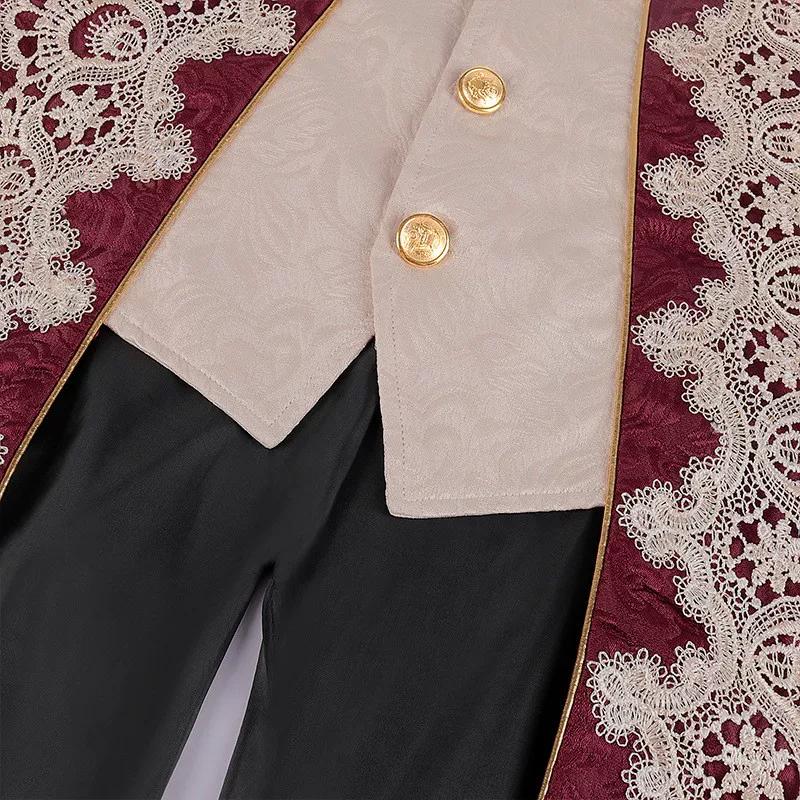 Medieval court tuxedo long embroidered one-piece vest jacket stage play cos count plus size performance suit