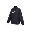 (WMNS) Sportswear Essential Logo Pattern Wrinkled Woven Loose Stand Collar Jacket Black Women's DM6182-010