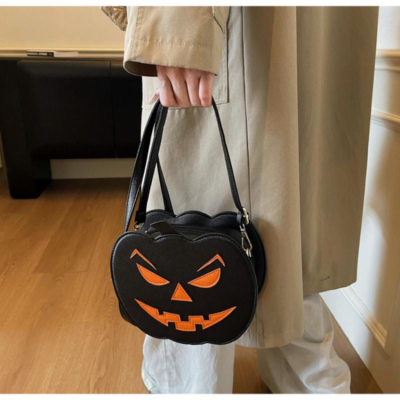 Pumpkin Crossbody Bag For Women Pumpkin Shoulder Bag Female Halloween Bag Pu Leather Demon Messenger Bag Halloween Shopper Bag