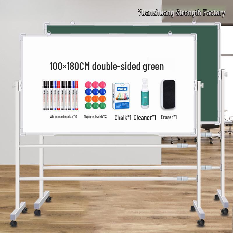 Double-Sided Magnetic Whiteboard & Chalkboard with Mobile Stand for Home, Teaching, and Office Use