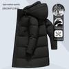 Men's Long Warm Down Jacket with Detachable Hood
