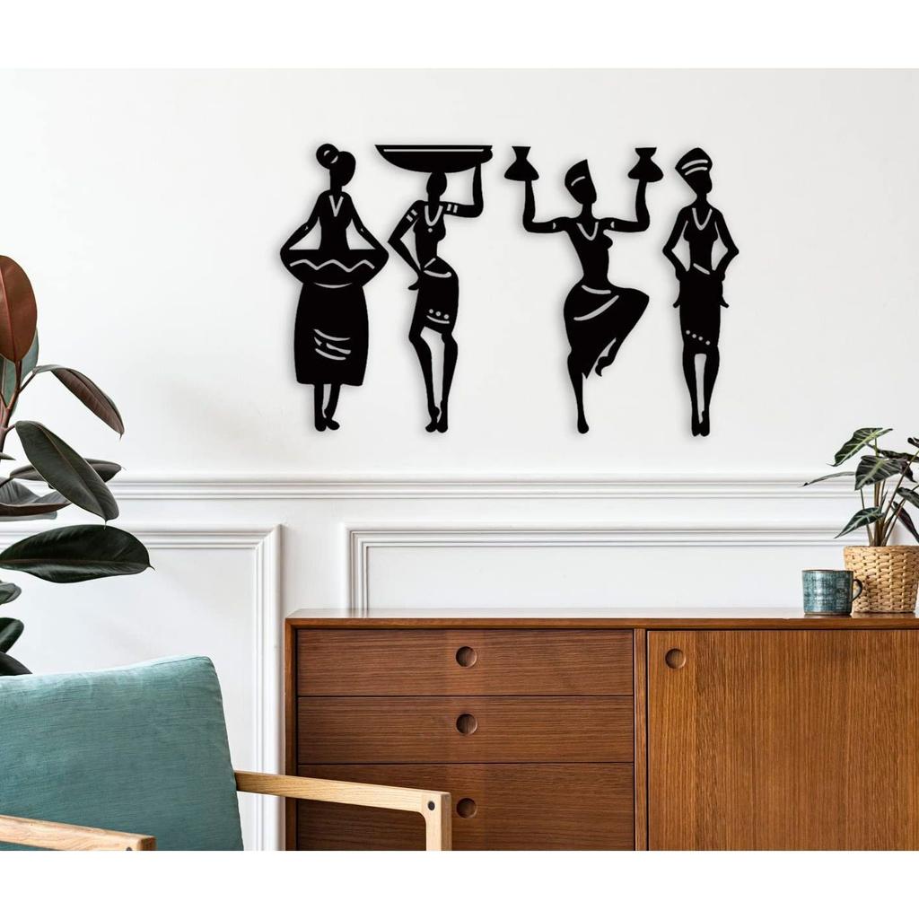 Women 4 Pcs Wall Decor Art, Hall Decoration Items for Living Room, Office, Drawing Room, Bedroom ( Black)