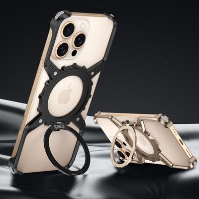 Frameless Aluminium Alloy for Magsafe Case Case For iPhone 16 Plus 15 Pro Max 14 Pro 13 Shockproof Luminous Scale Ring Stand Magnetic Phone Cover