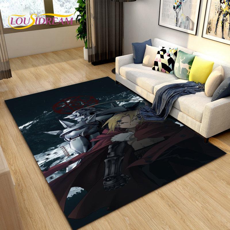 Fullmetal Alchemist Anime Cartoon Area Rug Large,Carpet Rug for Living Room Bedroom Sofa Doormat Decoration, Non-slip Floor Mat