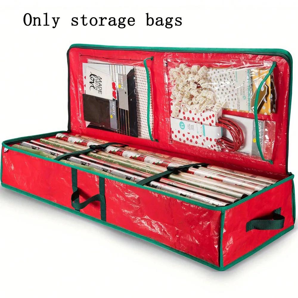 

Wrapping Paper Organizer Storage Container for Christmas Holiday Gift Wrap Storage Underbed Container with Interior Pockets Fits красный
