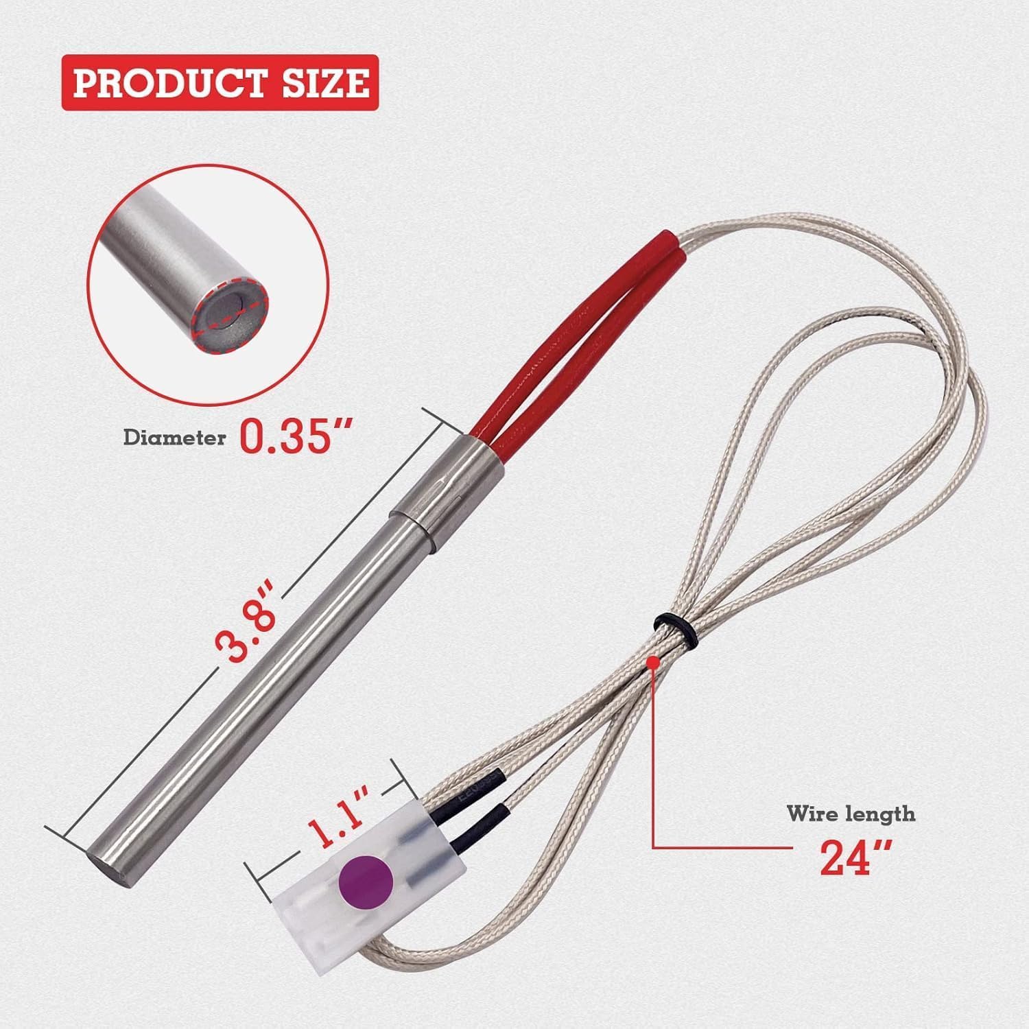 

Sunkistcook Traeger Hot Rod Ignitor Kit Replacement, Pellet Grills and Smokers BBQ Pro Parts, Compatible with All Traeger Grills, Works with Pit Boss