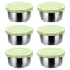 6Pcs Sauce Cups with Easy Open Colorful Lids Leak-Proof 40ml Salad Dressing Containers Stainless Steel Snack Cups