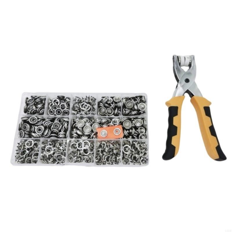 

200Set Of 11mm Hollow Button For Clothes Shoes Bags Comes With Hand Plier for Clothing, Footwear, Handbag серебряный