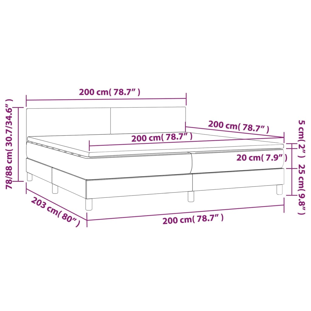 Box Spring Bed with Mattress White 200x200 cm Faux Leather