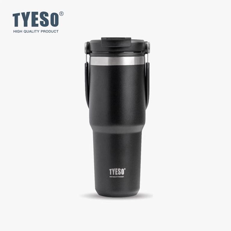 TYESO 600ML Car Coffee Cup Thermos Bottle Stainless Steel Vacuum Flask With Straw Outdoor Sports Thermal Cup Hot & Cold Mug