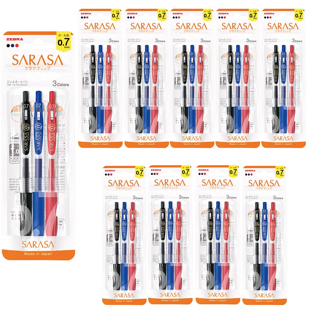 

Zebra Sarasa Clip Gel Ballpoint 10 Pens, 0.7mm, 3-Color Set, Pens, B-JJB15-3C-N
