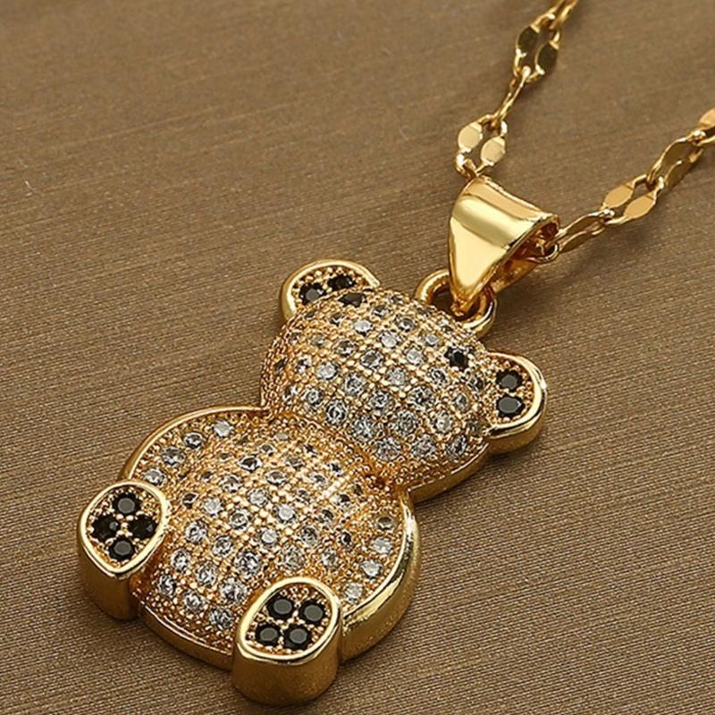 Unique Bear Necklace Pendant Necklace Copper Texture Bear Charm Necklace Stylish Neck Jewelry for Expressing Love