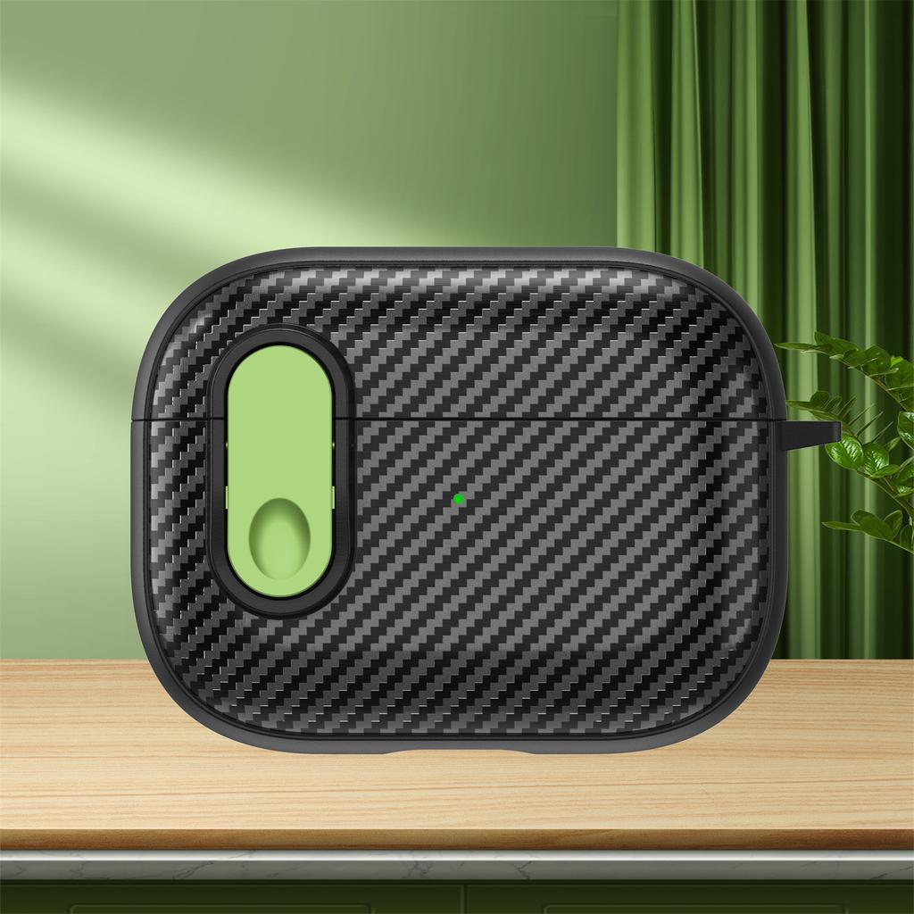 Carbon Fiber Texture Case for Airpods Pro 2 Anti-Drop Protective Cover for Airpods 3 2 1 Hard Shell with Keychain