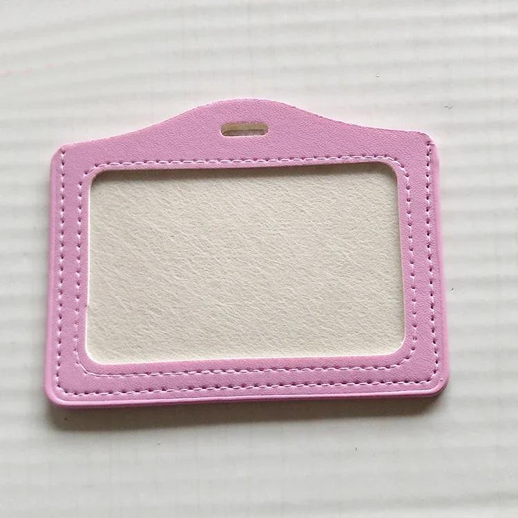 PU Leather Card Sleeve Women ID Badge Case Clear Bank Credit Card Badge Holder Bags School Student Bus Card Cover