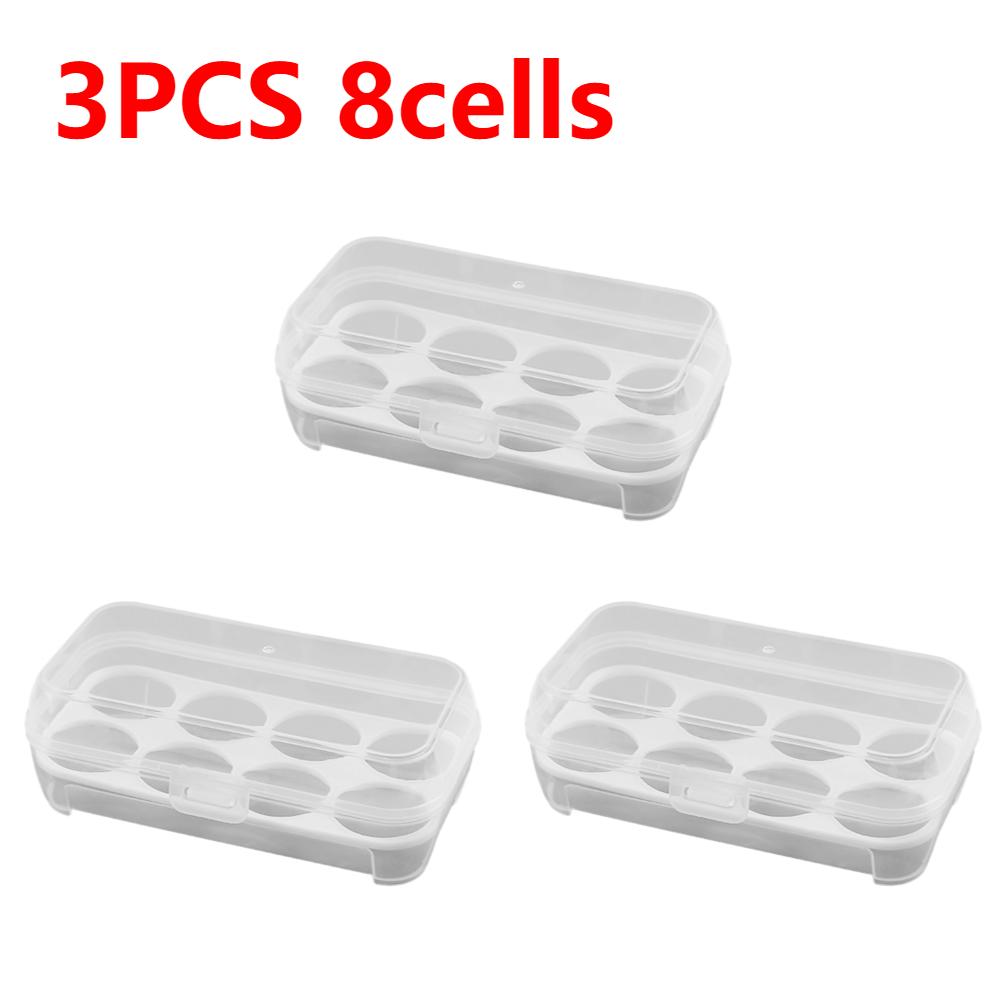 3/4/8 Grid Egg Holder Plastic Egg Protector Tray Portable Eggs Carrier Container Case for Refrigerator Camping Picnic Hiking