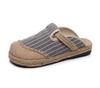 2025 Spring/Summer New Cotton Linen Striped Slippers - Fresh, Casual Design