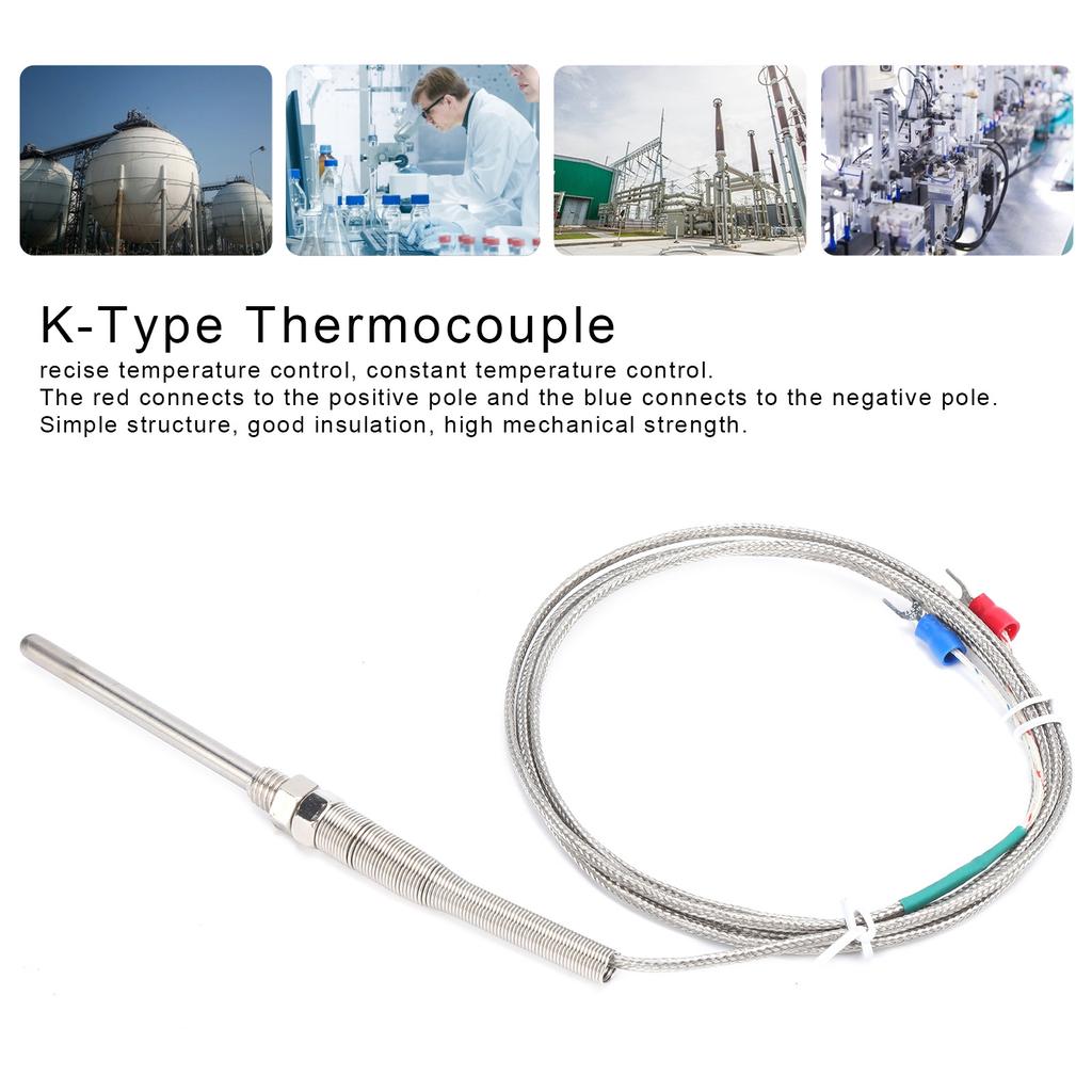 5x70mm K-Type Thermocouple Temperature Sensor Stainless Steel Probe M8 Thread