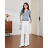 IEF Autumn V-Neck Striped Knit Sweater