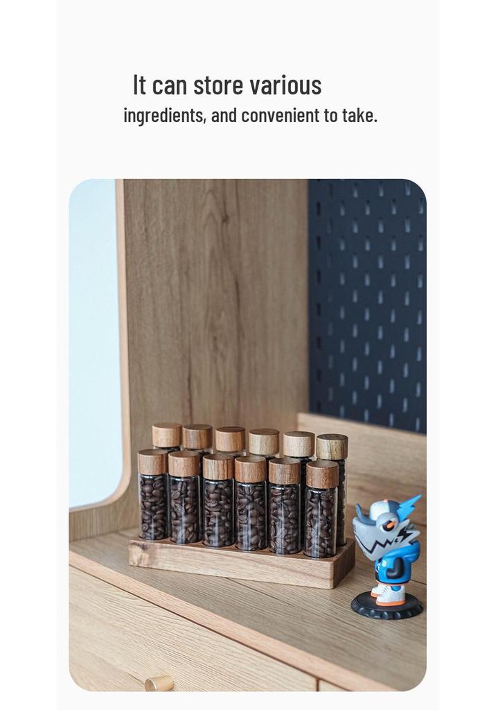 Bocal de stockage pour grains de café avec couvercle en bois et support d'exposition