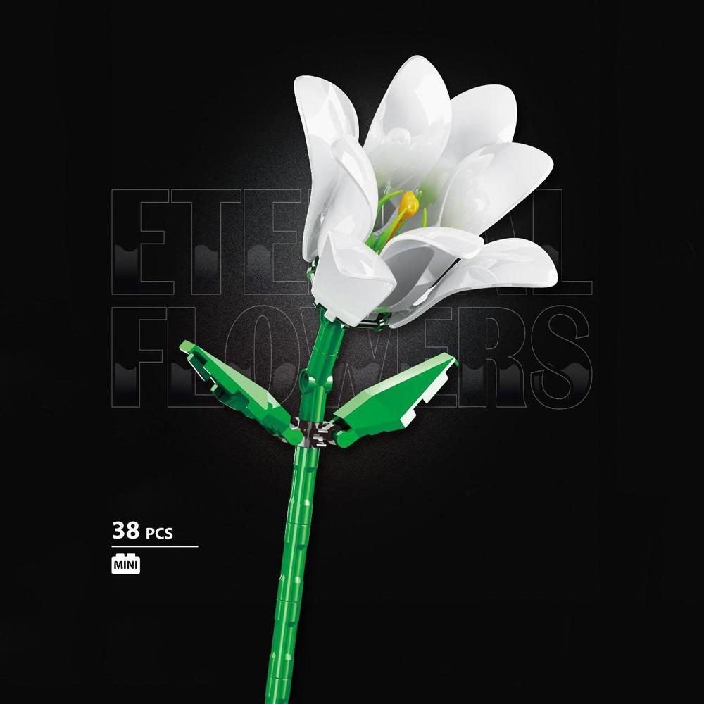 Potted Plants Flower Rose Sunflower Lily Orchid Chrysanthemum Micro Building Blocks Home Decoration Assemble Bricks Toys Kids