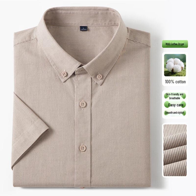 VEE KELLEN Men s Striped Short-Sleeve Cotton Shirt 3XL